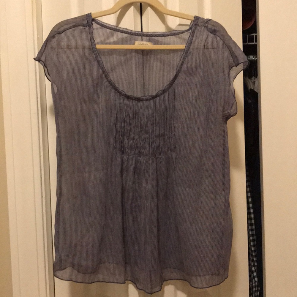 Railroad Print Sheer Top
